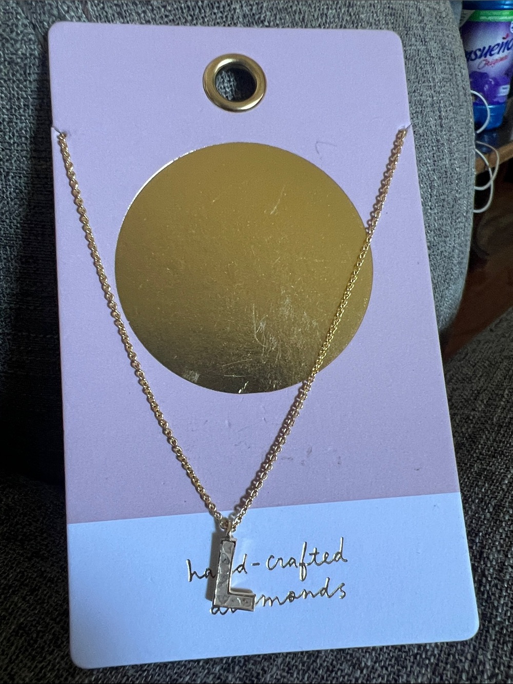 Anthropologie Gold-Tone 'L' Letter Pendant Necklace